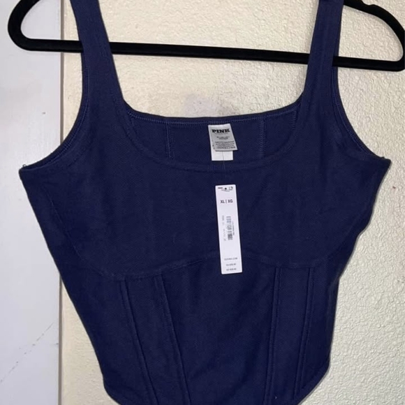 PINK Victoria's Secret Navy Short Sleeve Top - Picture 2 of 2